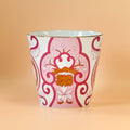 Old Imari floral pattern rock cup, wine red.