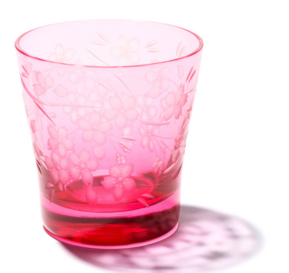 Kiriko Old Glass — Cherry Blossom (Flower Kiriko) | Gold & Red | Yamada Glass