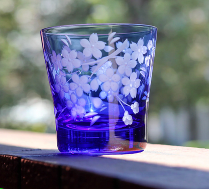 Kiriko Old Glass — Cherry Blossom (Flower Kiriko) | Gold & Red | Yamada Glass