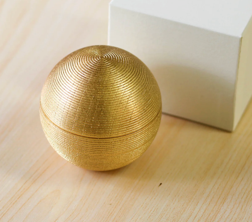 Kanazawa Gold Leaf Trinket Box — Thousand Stripes (Ball Shape)