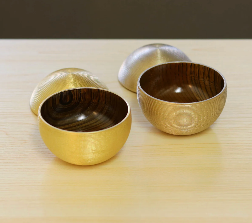 Kanazawa Gold Leaf Trinket Box — Thousand Stripes (Ball Shape)