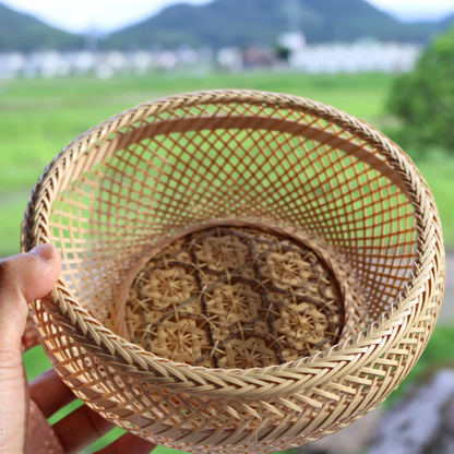 Beppu Bamboo Crafts Bamboo Basket | Six-Mesh Iron Flower Bowl
