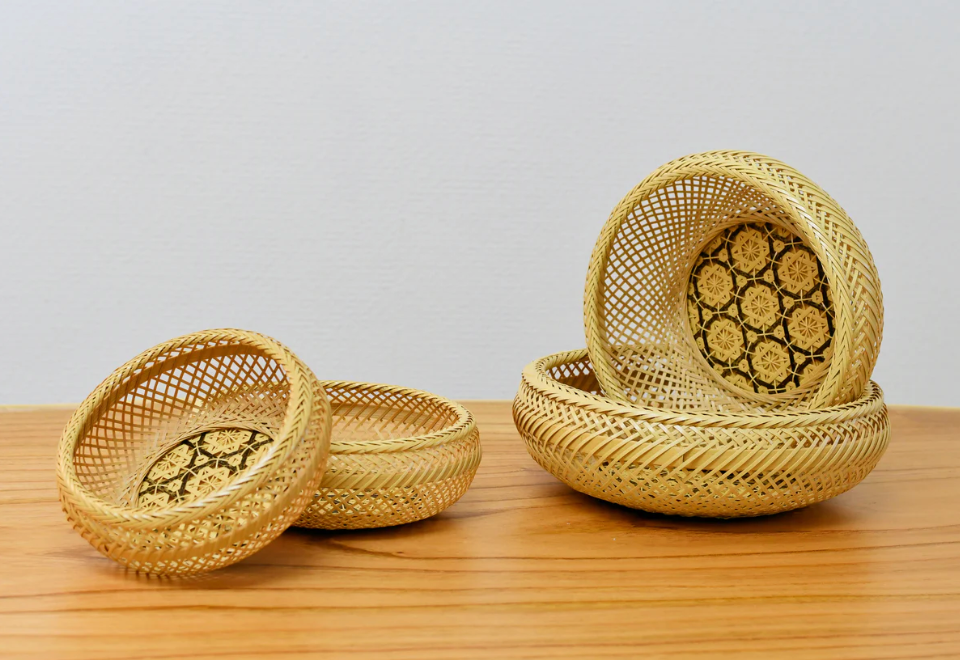 Beppu Bamboo Crafts Bamboo Basket | Six-Mesh Iron Flower Bowl